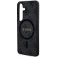 5. Guess 4G Collection Leather Metal Logo MagSafe Case for Samsung Galaxy S24 - Black
