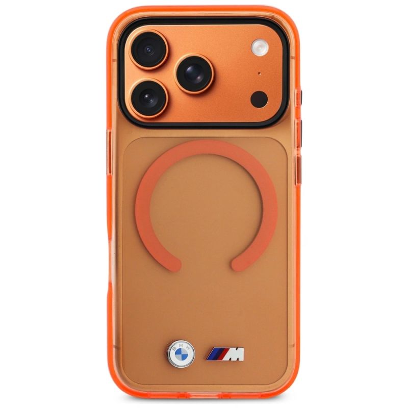 3. BMW M IML Metal Logos MagSafe Case for iPhone 17 Pro - Pro Orange