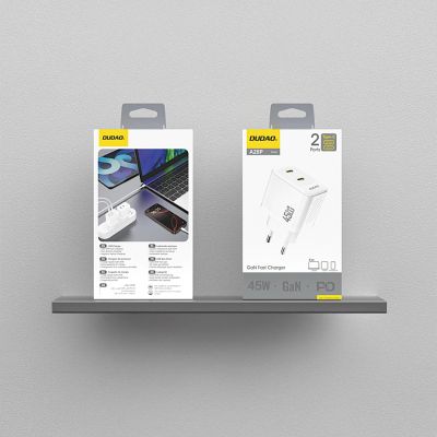 3. Dudao A28PEU PD 45W GaN 2xUSB Wall Charger - White