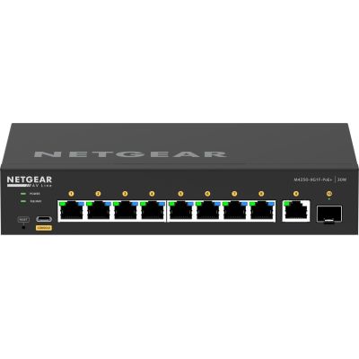 7. Netgear M4250-9G1F (GSM4210PD) Managed Gigabit Switch, 10 Ports, 110 W PoE (PoE+: 8 Ports)