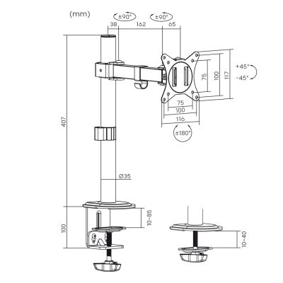 MACLEAN DESK MOUNT FOR LCD MONITOR MC-572N