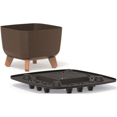 2. GRACIA SQUARE ECO WOOD FLOWER POT 24x24CM COFFEE