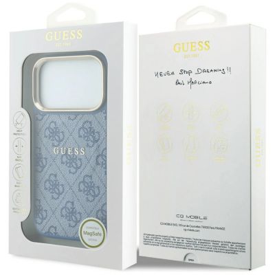 8. Guess Embossed 4G Classic MagSafe Case for iPhone 17 Pro Max / 18 Pro Max - Blue