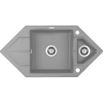 1.5-bowl granite sink with drainer - Space-Saver ZQP S653 5908212063941