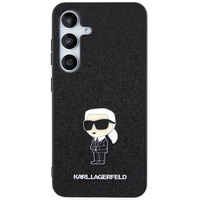 3. Karl Lagerfeld Fixed Glitter Ikonik Logo Metal Pin case for Samsung Galaxy S24+ - black