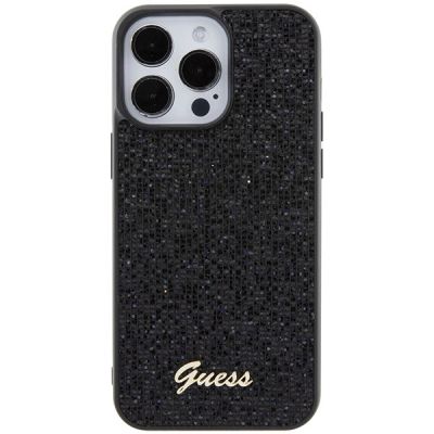 3. Guess Disco Metal Script case for iPhone 15 Pro Max - black