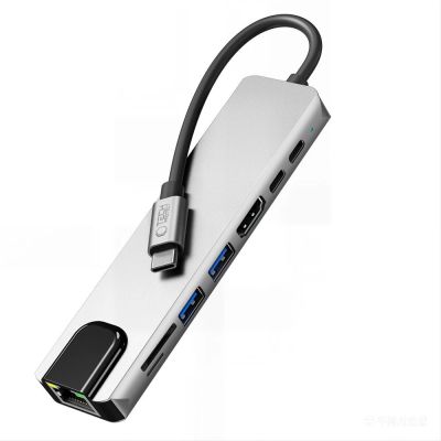 5. Tech-Protect HB09 USB hub 8in1 TYPE-C + USB-A 3.0 + USB-C 3.0 + HDMI 4K 60HZ + SD/TF + PD100W + RJ45 1000 MB/S - gray