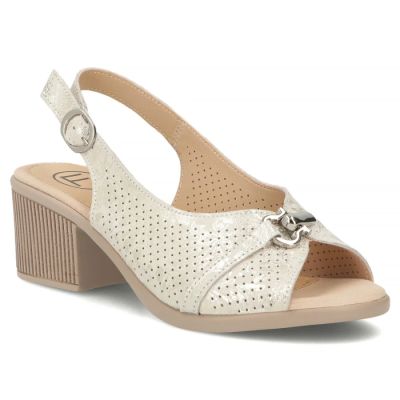 Women's leather sandals on a block, gold Filippo DS7645