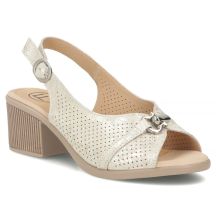 Women's leather sandals on a block, gold Filippo DS7645