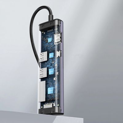 18. Ugreen CM512 90568 USB-C Adapter - 2x USB-A 3.0 / HDMI / RJ45 / SD and TF Card Reader / USB-C PD 100W - Gray