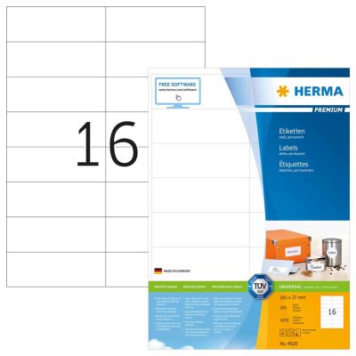 HERMA 4620 Printable Labels White Non-adhesive Printable Label