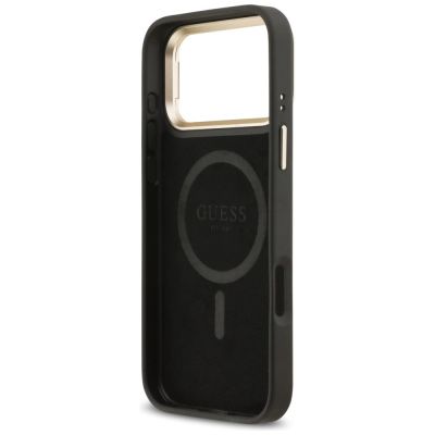 7. Guess 4G PU Triangle Logo & Stand Camera Magsafe Case for iPhone 17 Pro Max - Black