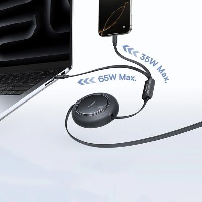 6. Baseus Free2Pull Mini 100W 3in1 USB-C Retractable Cable - 2xUSB-C 1.2m - Black