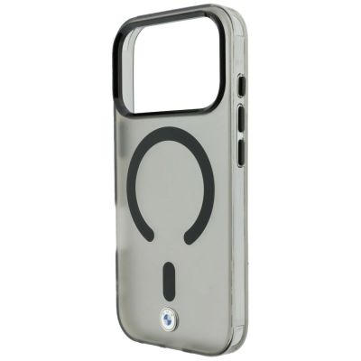 6. BMW Sign Frosted IML & Metal Logo MagSafe Case for iPhone 18 Pro Max / 17 Pro Max - Gray