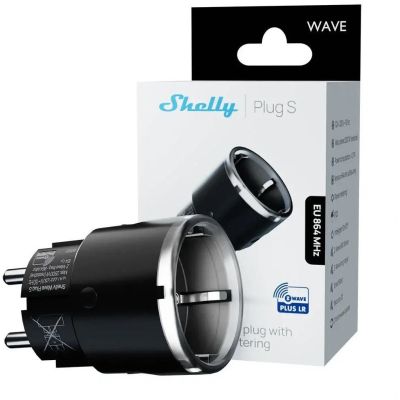 4. Shelly Wave Plug S LR Smart Z-Wave Socket, Black