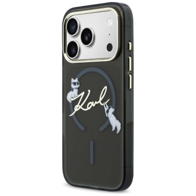 2. Karl Lagerfeld IML Choupettes Karl Script Logo MagSafe Case for iPhone 17 Pro Max - Black
