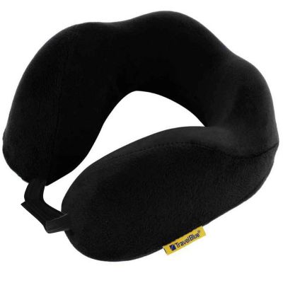 TRAVEL BLUE TRANQUILITY MEMORY FOAM TRAVEL PILLOW, BLACK