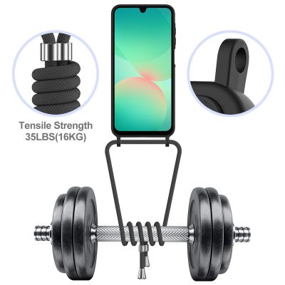 6. Samsung Galaxy A37 5G TPU Case with Card Holder and Crossbody Lanyard - Black