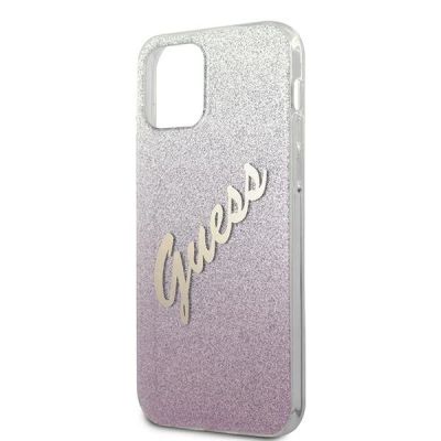 6. Guess GUHCP12MPCUGLSPI iPhone 12/12 Pro 6.1" pink/pink hardcase Glitter Gradient Script