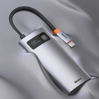 19. Baseus Metal Gleam 4in1 multifunctional HUB USB Type C - USB Type C Power Delivery 100 W / HDMI 4K 30 Hz / 1x USB 3.2 Gen 1 / 1x USB 2.0 (CAHUB-CY0G)