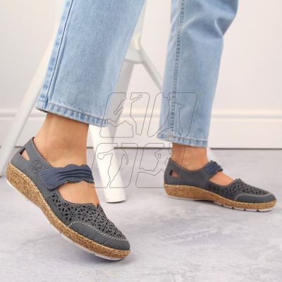 4. Rieker W RKR648 blue leather openwork shoes