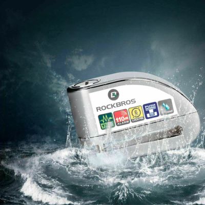 4. Rockbros LBAYG8308 Bike Lock with Alarm and Disc Lock - Orange