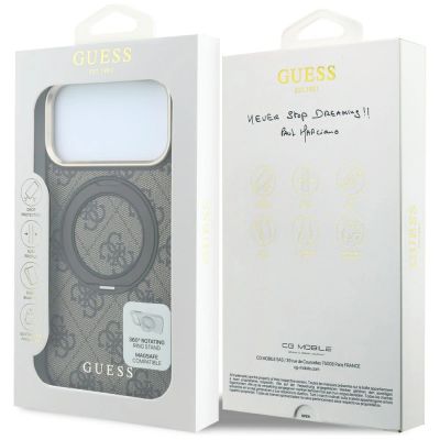 8. Guess Ring Stand 360 4G Classic Logo MagSafe Case for iPhone 18 Pro / 17 Pro - Brown