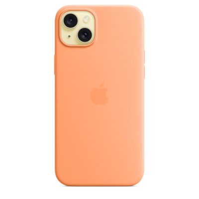 3. Silicone case with MagSafe sorbet orange iPhone 15 Plus