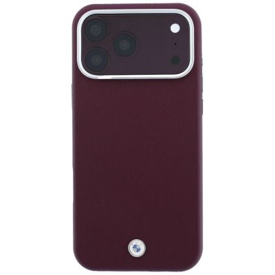 3. BMW Sign Deboss Quilted Metal Logo MagSafe Case for iPhone 18 Pro Max / 17 Pro Max - Burgundy