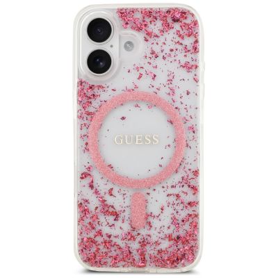 3. Guess Resin Bottom Glitter MagSafe Case for iPhone 17 - Pink