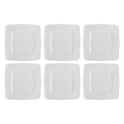 Set of 6 Florentina Square Plates - White, 20 cm