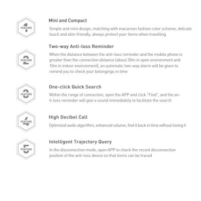 16. Baseus T2 keychain mini wireless key and other object finder white (ZLFDQT2-02)