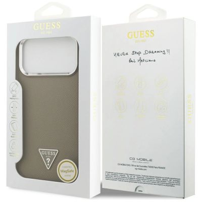 8. Guess Grained Triangle Logo MagSafe case for iPhone 17 Pro Max - brown