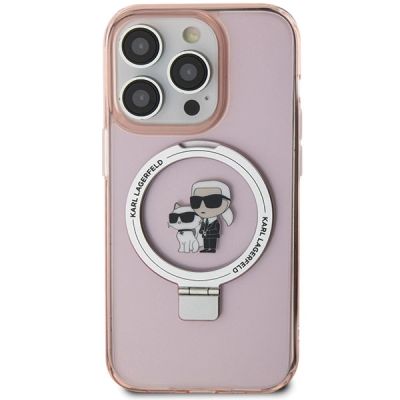 3. Karl Lagerfeld KLHMP15LHMRSKCP iPhone 15 Pro 6.1" pink/pink hardcase Ring Stand Karl&Choupette MagSafe