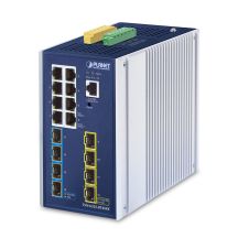 PLANET IP30 DIN-rail Industrial L3 Managed Gigabit Ethernet (10/100/1000) Aluminum, Blue