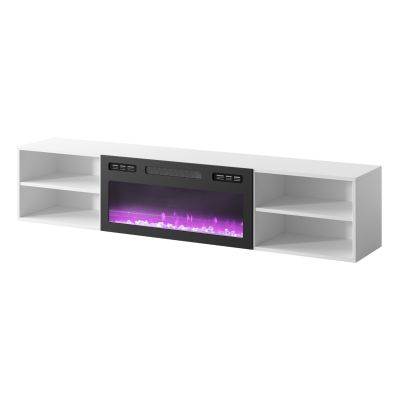 2. POLO TV cabinet 180x33x39 white + black fireplace