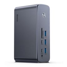Baseus UnionJoy USB-C Docking Station 2xHDMI4K@60Hz 1xDP4K@60Hz 3xUSB-A3.0 2xUSB-C3.0 2xUSB-A2.0 1xRJ45 PD PC 1xSD+TF 1x3.5mm minijack - gray