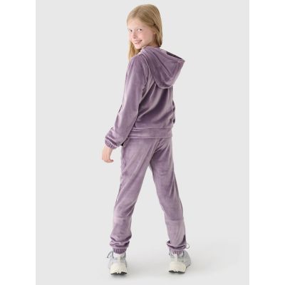 2. Girls' velour zip-up hoodie sweatshirt 4F Junior 4FJWAW24TSWSF1217-51S