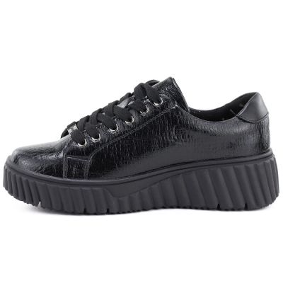 7. Women's patent leather platform shoes, black, Vinceza 133134