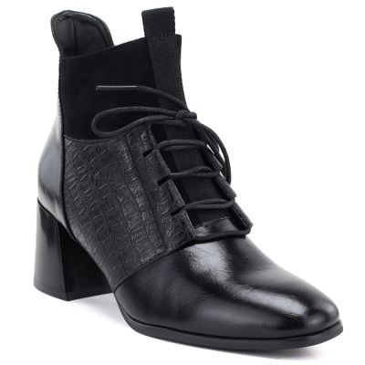 6. Women's insulated high-heeled ankle boots, black, Vinceza 58670