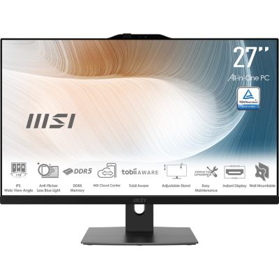 2. MSI AIO Modern AM272P 1M-1293XEU Core5-120U 27" IPS LED FHD Non-Touch Anti-Glare 16GB SSD512GB M.2 AX211 WiFi 6E noOS Black