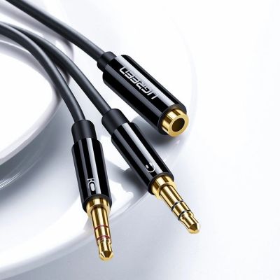 9. Ugreen AUX splitter cable 3.5 mm mini jack (female) - 2x 3.5 mm mini jack (male - microphone and headphones) black (AV140 20899)