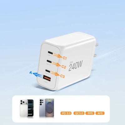 6. Tech-Protect NC240W-GaN 4-Port 240W Wall Charger - White
