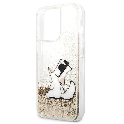 6. Karl Lagerfeld Liquid Glitter Choupette Fun Case for iPhone 13 / 13 Pro - Transparent Gold