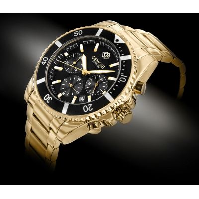 2. Men's Watch Giewont Chronograph Sapphire Gold Black GW3970-B7