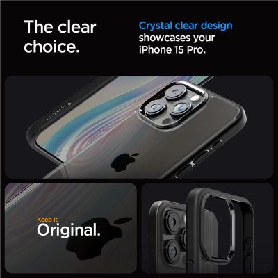 2. Spigen Crystal Hybrid iPhone 15 Pro Case - Black
