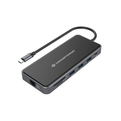 9. Conceptronic DONN15G - Docking Station - USB-C 3.2 Gen 1 - VGA, 2 x HDMI - GigE
