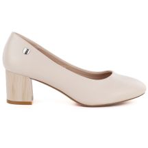Beige Sergio Leone PB404 women's pumps with a block heel
