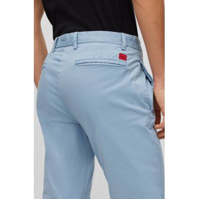 5. Hugo Boss men's slim-fit trousers in stretch cotton gabardine, light blue (50468314-451)