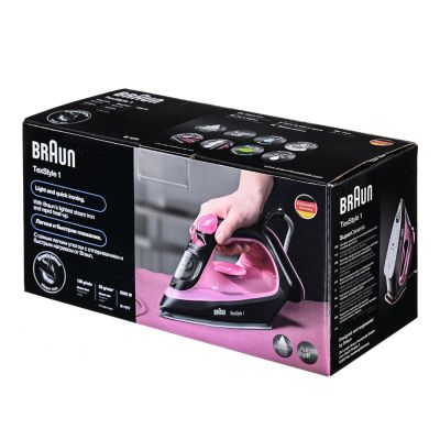 8. BRAUN SI1070PU steam iron black and pink